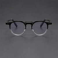 Nouveaux cadres de lunettes pour hommes à la mode Anti lumière bleue à la main Pc alliage cercle vert profond Monture Optique Mixte