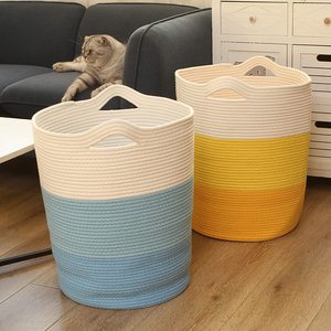 Nouveau panier de rangement en corde de coton moderne personnalisé panier de rangement tissé de blanchisserie de type debout pour la chambre à coucher - Product Image 6
