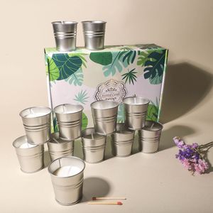 Velas aromáticas LANJO en lata de hojalata hechas a mano con aroma a hierba de limón, paquete de 8/12 unidades, velas de cera de soja ecológicas para uso en exteriores. - Product Image 3