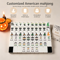 Jeu de Mahjong américain sur le thème d'Halloween personnalisé, tuiles de Mahjong en acrylique blanc, motif fantôme, chapeau de sorcière, toile d'araignée, motif effrayant