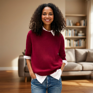 Pull-over en tricot ample décontracté coréen 100 % coton pour femme, collection Printemps 2025 – Vente en gros - Product Image 1