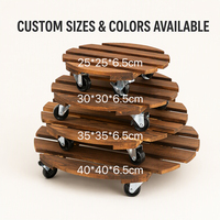 Support à roulettes en bois pour plantes, avec roulettes verrouillables, robuste, multi-usages, pour pots de fleurs, conteneurs de rangement, style européen