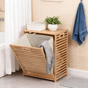 Cesto de Ropa Sucia Multifuncional de Bambú con Bolsa de Tela Desmontable, Organizador de Ropa Sucia para Baño - Product Image 5