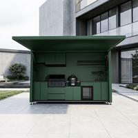 Îlot BBQ d'extérieur avec plan de travail en pierre frittée, barbecue intégré en acier inoxydable 304 et réfrigérateur pour villa au bord de la piscine