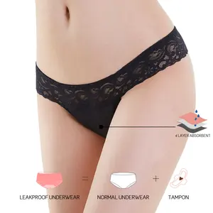 คุณภาพสูงได้รับการรับรองสุภาพสตรีไม่มีรอยต่อ LeakProof ชุดชั้นในผู้หญิงประจําเดือน Tanga G String Thongs กางเกงชั้นในเซ็กซี่