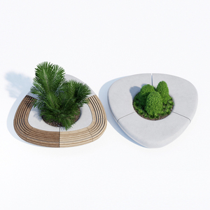Decoración de Interior de calle al aire libre, muebles urbanos, Salón paramétrico, Banco de árbol redondo de madera con plantas - Product Image 3