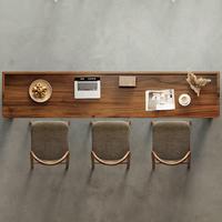 Table de bar rectangulaire commerciale en bois massif couleur noyer, idéale pour balcon, longue table étroite pour café, combinaison table haute et chaises