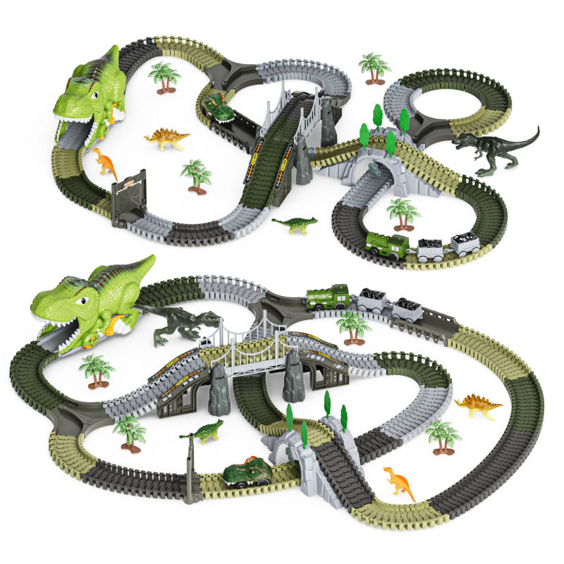 ชุดของเล่นรางรถไฟไดโนเสาร์ไฟฟ้า P01