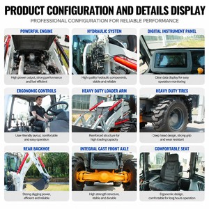 Minipala caricatrice 4x4 CE EPA con retroescavatore, <span class=keywords><strong>trattore</strong></span> agricolo, escavatore frontale, pala gommata diesel <span class=keywords><strong>per</strong></span> edilizia e agricoltura - Product Image 2
