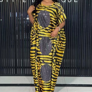 Robe longue kaftan à capuche imprimé africain pour femme - Robe Bubu à sequins et patchs circulaires, grandes tailles, mode - Product Image 4