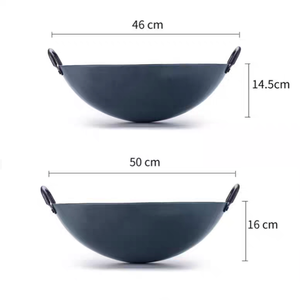<span class=keywords><strong>Wok</strong></span> de fer de cuisson à bas prix avec deux poignées 40/46/50cm pour la cuisine ronde Carton acier ustensiles de cuisine chinois - Product Image 2