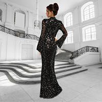 Robe longue de luxe pour femme, robe de soirée sirène noire ornée de strass, robe moulante pour anniversaire, mariage ou cérémonie nuptiale