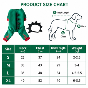 MEIQIPETBABY Costume d'hiver pour chien, motif dinosaure flamme verte, combinaison quatre pattes, imprimé <span class=keywords><strong>feu</strong></span>, col <span class=keywords><strong>noir</strong></span> à pointes, en polyester, pour petits chiens - Product Image 3