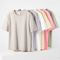 T-shirt à manches courtes pour homme, coton peigné haute densité 40s, coupe décontractée, col rond, motif uni, lavage vintage, doux, pour un usage quotidien
