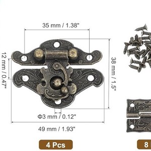 Juego de Cierres y Bisagras Jingmao, Aleación de Zinc Bronce, Herrajes Tradicionales para Cajones, 4 Cierres, 8 Bisagras con Tornillos - Product Image 2