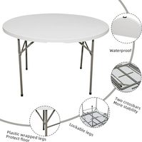 Vente en gros Tables rondes pliantes portables blanches de banquet en plastique HDPE blanc de 5 pieds 6 pieds 72 pouces pour mariage