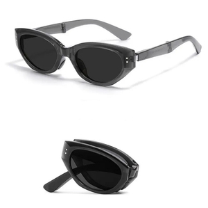 Gafas de Sol Plegables Portátiles 2024, UV400, Montura Completa Blanca, Unisex, Estilo Europeo-Americano, Ojo de Gato, de Lujo - Product Image 6