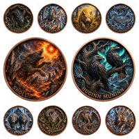 Pièce de collection en cuivre pur 999 de 5 oz, série Créatures Mythiques Nordiques, artisanat métallique coloré en relief 3D UV
