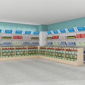 Baolong Pharmacy Display Racks Glass Wood Material Durable Single Sided Vertical Lightweight Shelves - Product Image 2
