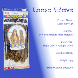 Precio al por mayor: Extensiones de cabello sintético de fibra de baja temperatura, <span class=keywords><strong>rizado</strong></span> francés de onda suelta, 22 pulgadas, 240 g, juego de 4, fáciles de usar. - Product Image 3