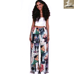 <span class=keywords><strong>Pantaloni</strong></span> Moda Streetwear per Donna Chris Brown, <span class=keywords><strong>Pantaloni</strong></span> Larghi in <span class=keywords><strong>Lino</strong></span>, <span class=keywords><strong>Pantaloni</strong></span> Jacquard Tessuti con Motivi Decorativi - Product Image 1