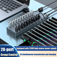 Adaptateur Hub Externe USB2.0 à 20 Ports en Alliage d'Aluminium pour Ordinateur avec Alimentation Indépendante 12V10A – Stock Groupé Étendu