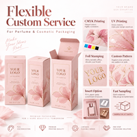 Boîte d'emballage en carton personnalisée de luxe pour cosmétiques et parfums, avec impression de fleurs roses et estampage doré, pour flacon de parfum de 50 ml, OEM ODM