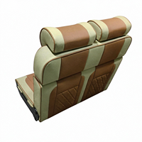 Vente en gros directe usine : Siège de fourgonnette 2 places en cuir PU marron beige bicolore, lit rabattable réversible, pièces pour camping-car