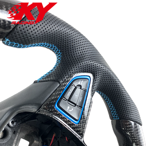 Volant sport racing personnalisé en fibre de carbone et cuir noir pour Ford Focus MK3 ST RS - Product Image 3
