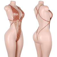 En gros Vêtements de danse exotique : Combinaisons à lacets à paillettes dorées et string, pour danseuses de strip-tease et costumes de club