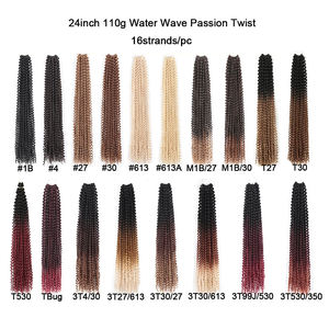 Cheveux synthétiques pour tresses, style Water Wave, <span class=keywords><strong>Passion</strong></span> <span class=keywords><strong>Twist</strong></span>, ondulés, ombrés, pour tresses papillon effet vieilli - Product Image 4