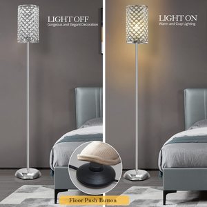 Lampe <span class=keywords><strong>sur</strong></span> <span class=keywords><strong>pied</strong></span> moderne avec abat-jour en cristal, interrupteur au <span class=keywords><strong>pied</strong></span> LED marche/arrêt, poteau réglable en hauteur pour salon et <span class=keywords><strong>chambre</strong></span> à coucher - Product Image 2