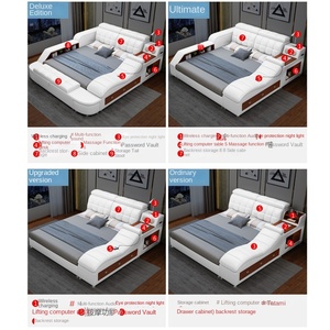 <span class=keywords><strong>Lit</strong></span> moderne en bois tatami, taille <span class=keywords><strong>king</strong></span>, réglable, multifonctionnel, massage, rangement, cuir véritable, confortable, <span class=keywords><strong>lit</strong></span> assemblé - Product Image 3