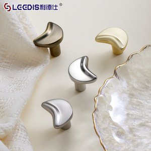 Leather Crescent Moon Cabinet Handle Single Hole Die Casting Durable Furniture <b>Knob</b> - Product Image 1