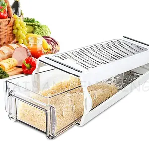 High Quality Multi Functional Two Sided Vegetable Grinder Cheese Shredder Stainless Steel Cheese Grater With Container