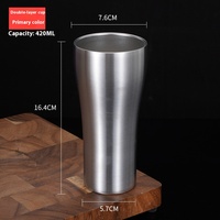 Verres d'extérieur en acier inoxydable en forme de torche Tasse à eau froide à double couche de qualité alimentaire Logo imprimable pour verre métallique