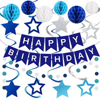 Joyeux anniversaire fournitures coloré papier drapeau bruant cercle confettis guirlande tourbillon banderoles nid d'abeille boule fête décoration ensemble