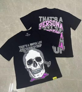 T-shirt da uomo oversize con stampa grafica personalizzata 'THAT'S AWFUL LOT OF COUGH SYRUP', stile streetwear pesante - Product Image 1