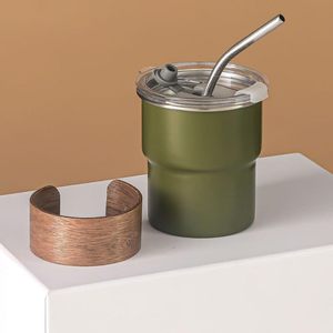 Портативная дорожная кружка для кофе, походная кружка из нержавеющей стали, термостойкая, с деревянной крышкой и крышкой-колпачком, для воды - Product Image 2