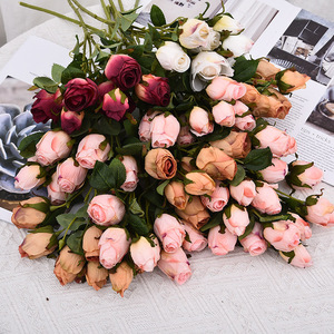 <b>Artificial</b> Rose <b>Bouquet</b> 7 Heads Off White Wine Red Autumn Pink Retro Orange High Fidelity Long Lasting Wedding Home Decoration - Product Image 3