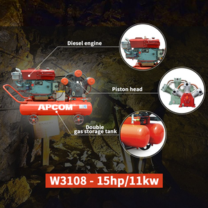 Khai Thác Mỏ di động Piston DIESEL Máy nén khí 15HP diesel được hỗ trợ hiệu quả cao 70CFM m3/phút 1150rpm 2m3/PHÚT 70CFM cam - Product Image 4