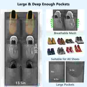 12 Large Mesh Pockets Closet Door Hanging Shoe Rack Organizer Shoe Holder or Camper RV Shoe <b>Storage</b> - Product Image 5