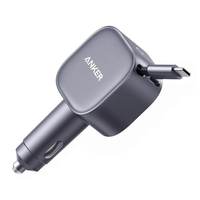 Chargeur de voiture Anker Nano 75W avec port USB-C intégré et câble USB-C rétractable, chargeur de voiture double appareil avec alimentation Power Delivery