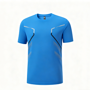 ZEDE Achat en gros Direct Usine T-shirt de course à manches courtes léger, respirant et anti-transpiration Blue Tech Print - Product Image 1