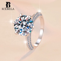 Bague luxueuse classique en argent sterling S925 avec moissanite ronde de 5 carats couleur D en forme d'œuf de pigeon pour femme