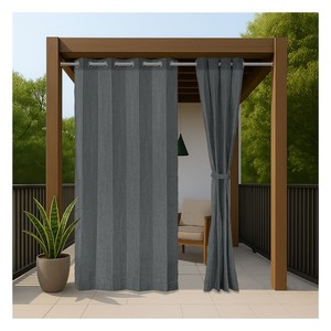 Rideaux d'extérieur gris foncé hydrofuges de qualité supérieure avec un style contemporain élégant pour des espaces de vie extérieurs raffinés - Product Image 1