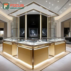 Luxury Jewelry Retail Showcase System Wood <b>Frame</b> Boutique Space Glass Showcase - Product Image 4