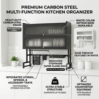 Étagère de rangement multifonctionnelle moderne en acier au carbone double couche, écologique, durable et étanche, pour vaisselle