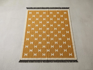 Geometric Mustard Yellow Wool Jute <b>Rug</b> | Tribal <b>Boho</b> Carpet for Farmhouse Bedroom Hallway Living Room Home Floor Decor - Product Image 4