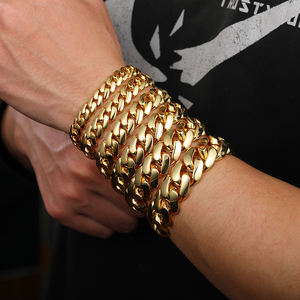 22mm Cuban Chain <strong>Men's</strong> Bracelet 18K Gold-Plated Hip-hop Style Trendy <strong>Fashion</strong> <strong>Accessory</strong> for Parties - Product Image 4